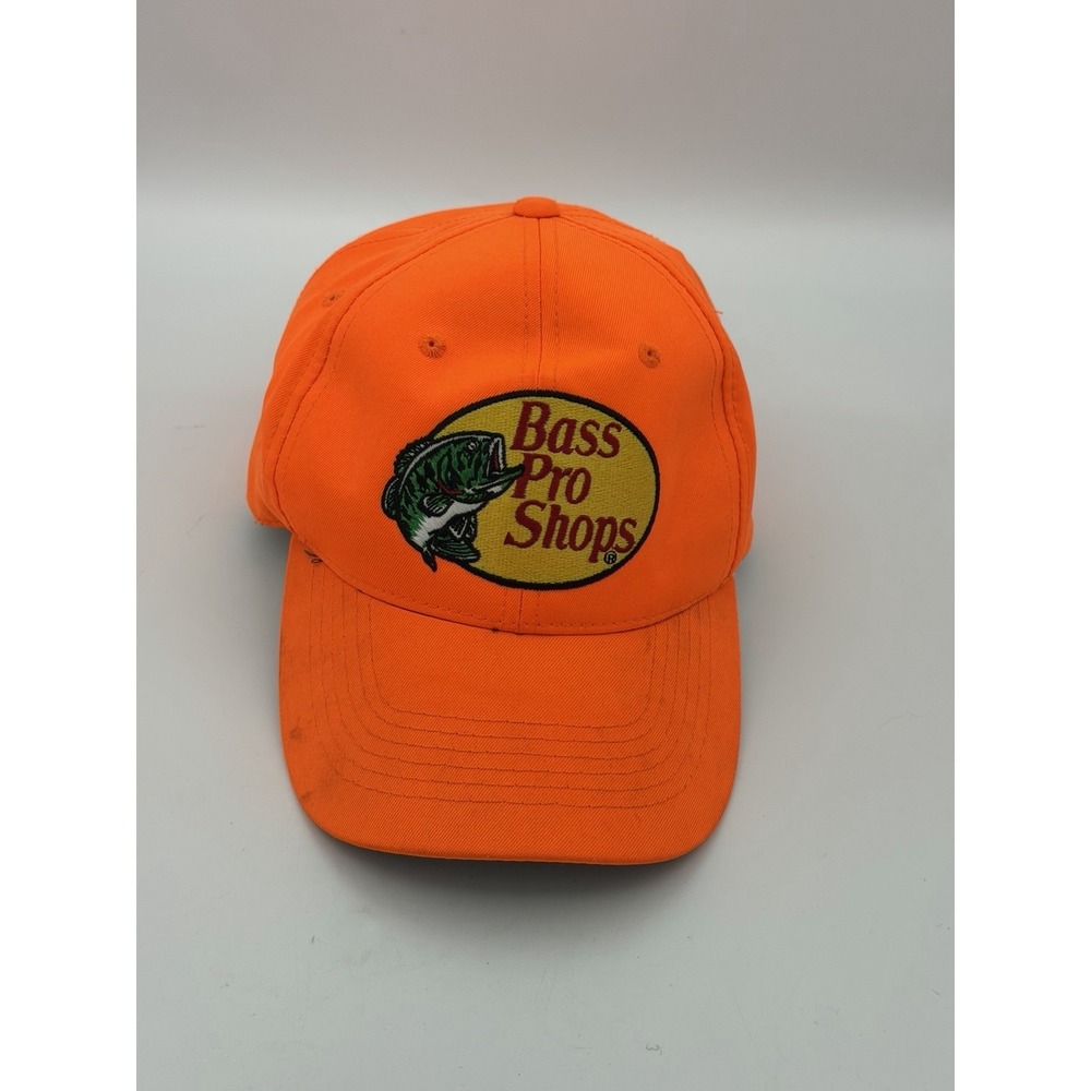 Bass Pro Shops Hat Cap Snapback Blaze Orange Mesh Back Trucker Fish Fishing